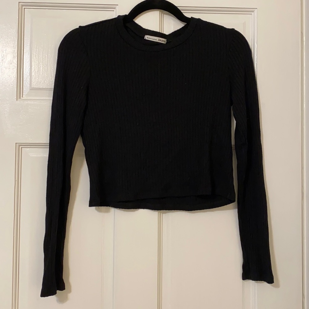 Reformation Black Long Sleeve Crop Size S